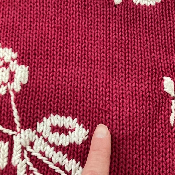 Vintage Cie International Magenta Pink Beaded Floral Hand-Knitted Sweater XS - Picture 13 of 14